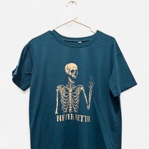 Teal Graphic T-Shirt with Skeleton